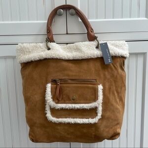 H by Halston NWT Suede & Fleece Shopper/Tote